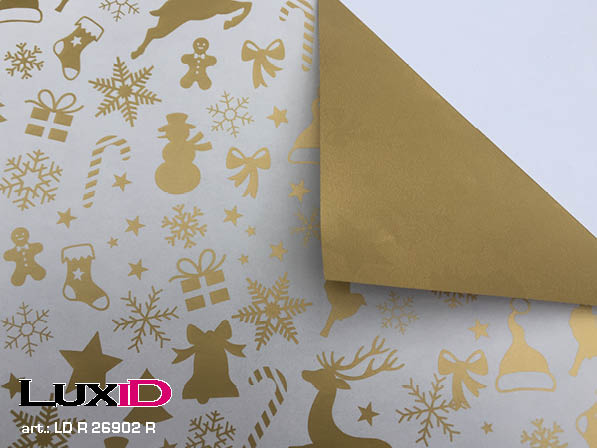 Wrapping paper duo gold candy-gold 50cm x 100m